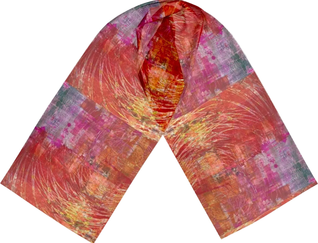Colorful scarf with abstract pattern on a white background